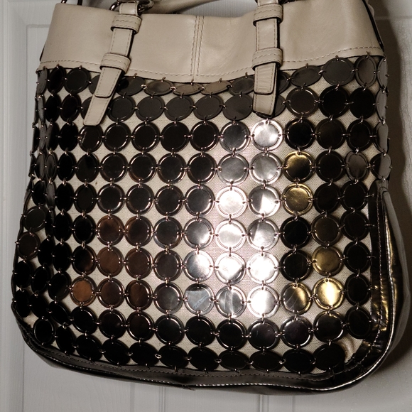LIMITED EDITION! Coach Bonnie Cashin White & Silver Metallic Medallion Bag 13376 - Picture 10 of 16